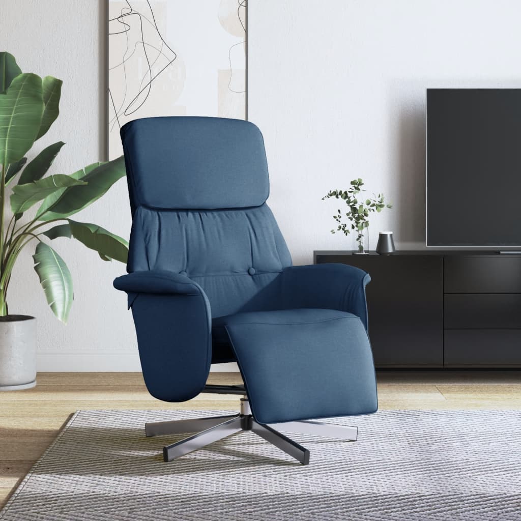 vidaXL Sillón reclinable con reposapiés tela azul