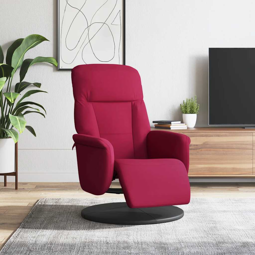 vidaXL Sillón reclinable con reposapiés terciopelo rojo tinto