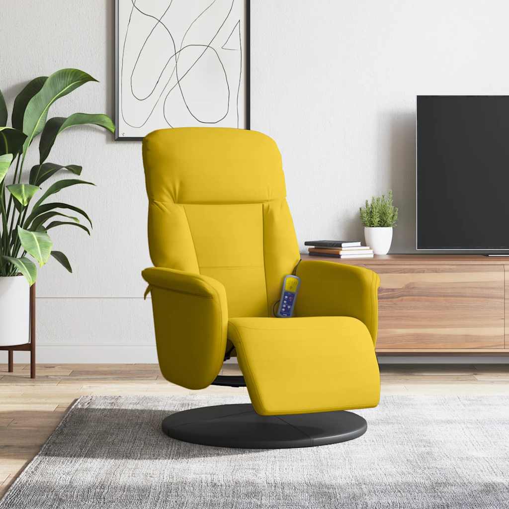 vidaXL Sillón reclinable masaje con reposapiés terciopelo amarillo