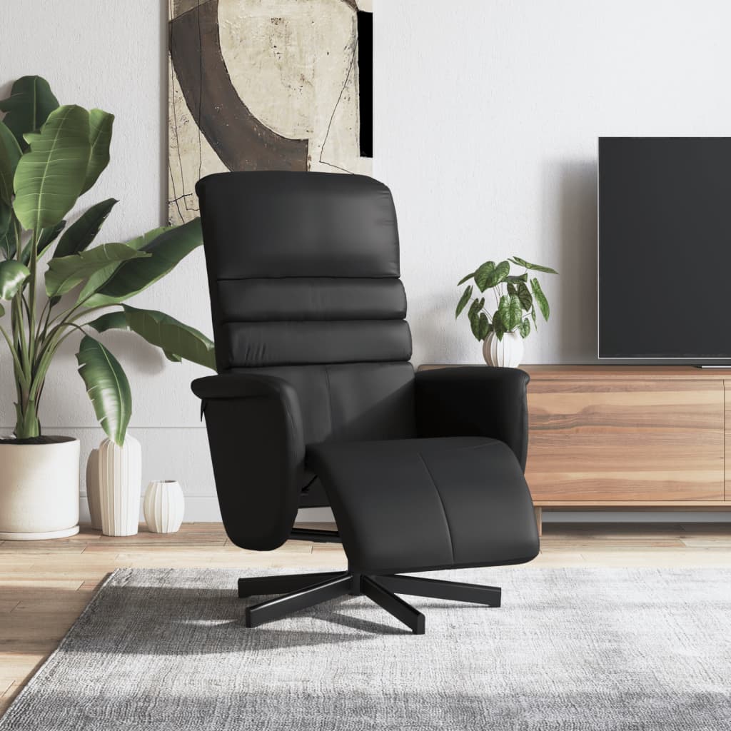 vidaXL Sillón reclinable con reposapiés cuero sintético negro