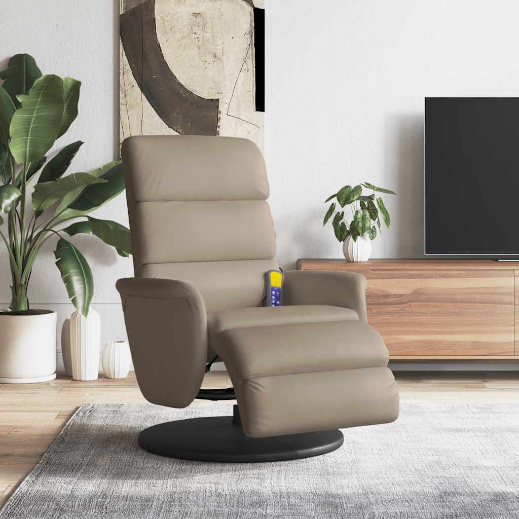 vidaXL Sillón reclinable masaje reposapiés cuero sintético capuchino