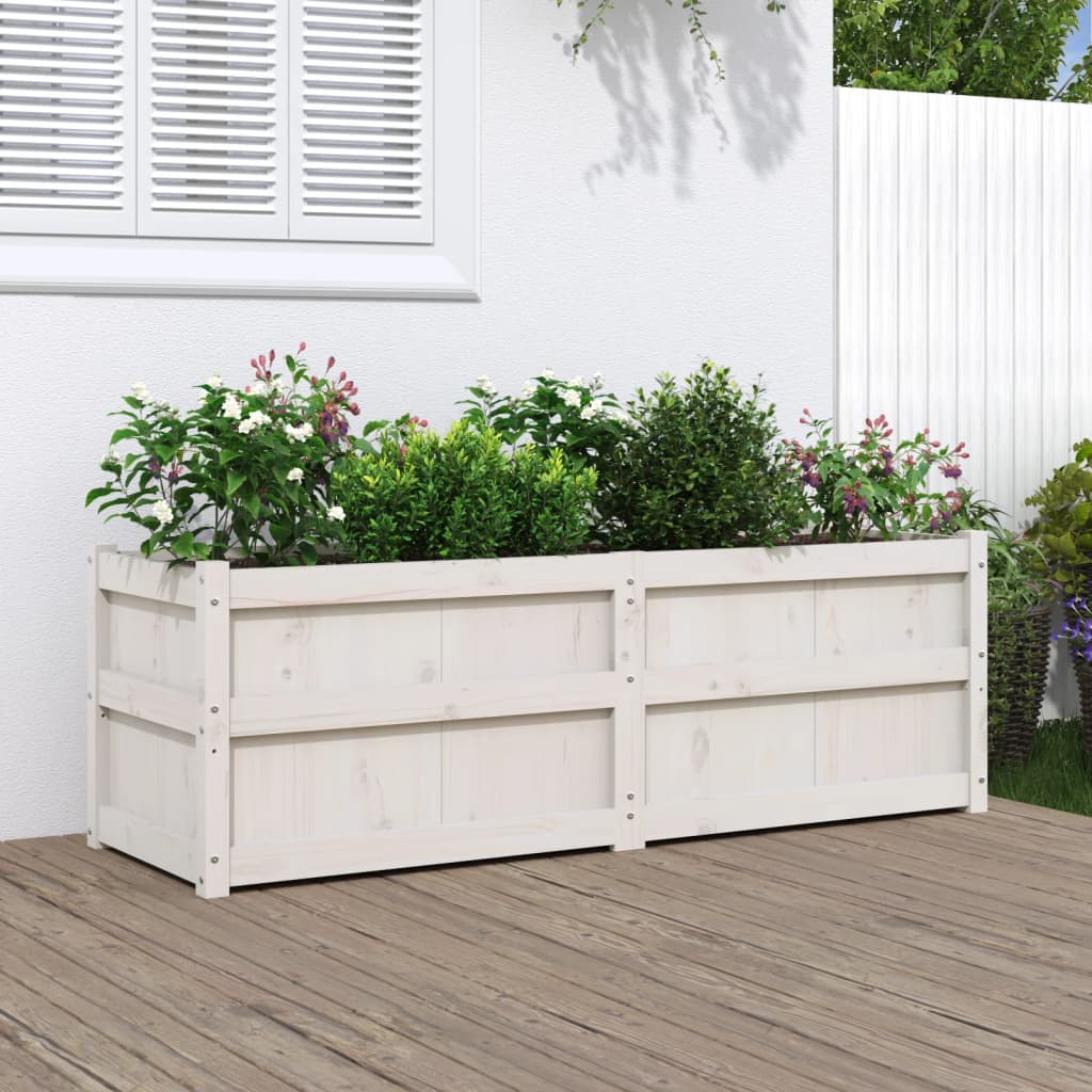 vidaXL Jardinera madera maciza de pino blanco 150x50x50 cm