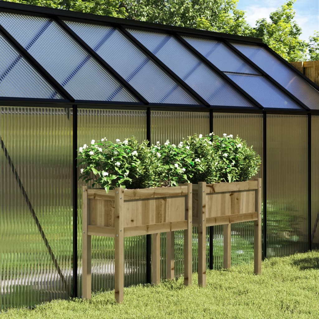 vidaXL Jardineras con patas 2 uds madera de pino impregnada
