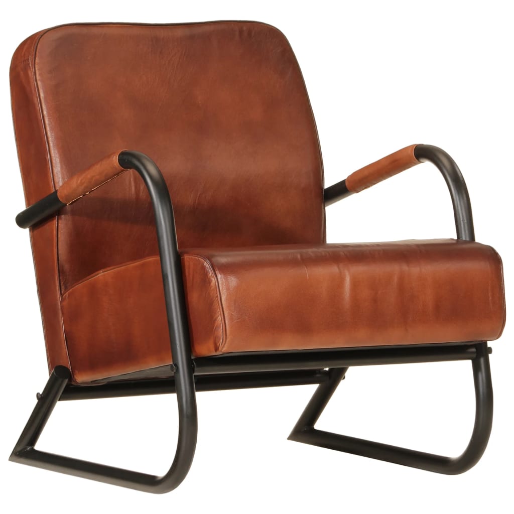 vidaXL Sillón de cuero auténtico marrón