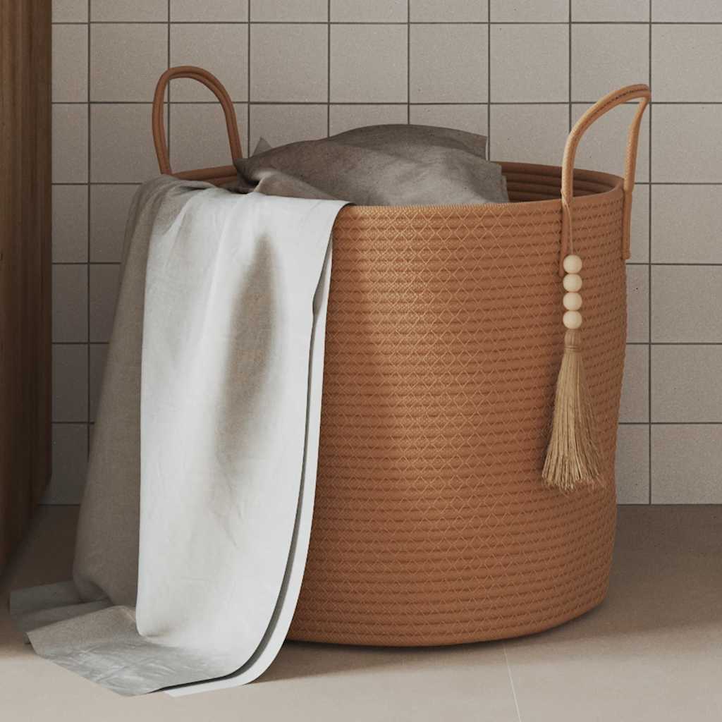 vidaXL Cesta de almacenaje algodón marrón Ø40x35 cm