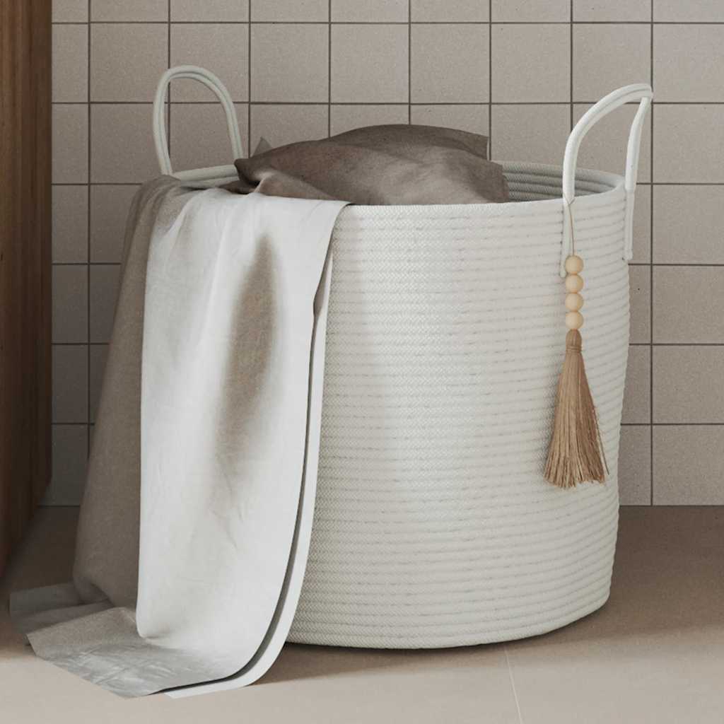vidaXL Cesta de almacenaje algodón blanco Ø40x35 cm