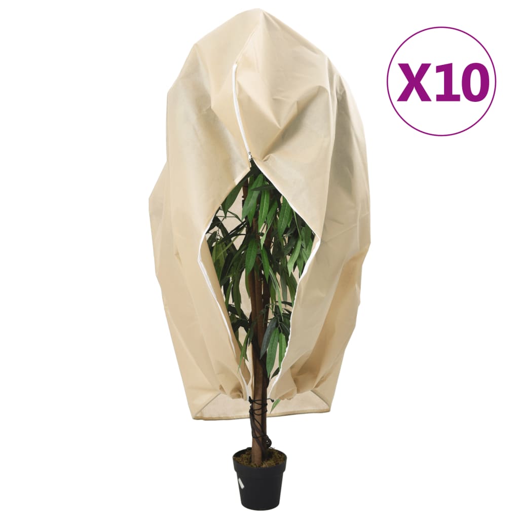 vidaXL Cubiertas para plantas con cremallera 10 uds 70 g/m² 1x1,55 m