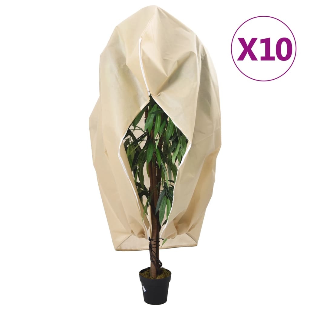 vidaXL Cubierta para plantas con cremallera 10 uds 70 g/m² 1,55x1,55 m