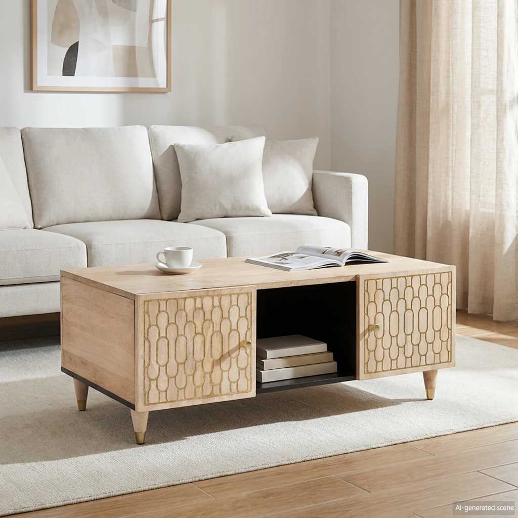 vidaXL Mesa de centro de madera maciza mango 100x54x40 cm