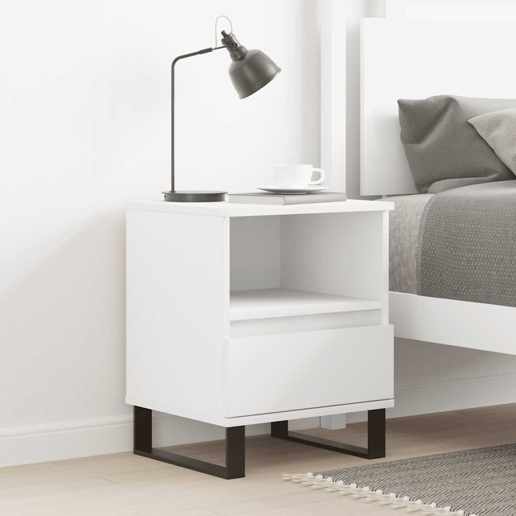 vidaXL Mesita de noche madera contrachapada blanco 40x35x50 cm