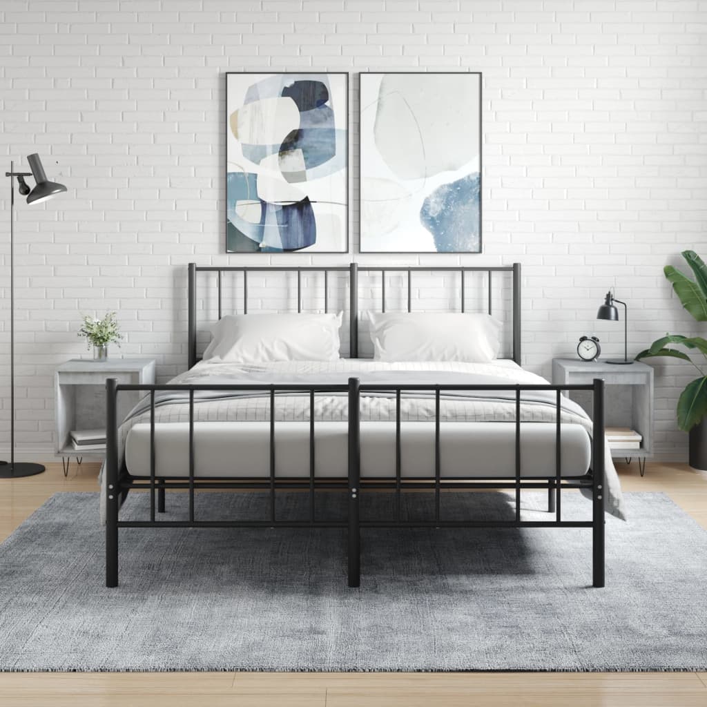 vidaXL Mesitas noche 2 uds madera ingeniería gris hormigón 40x35x50 cm