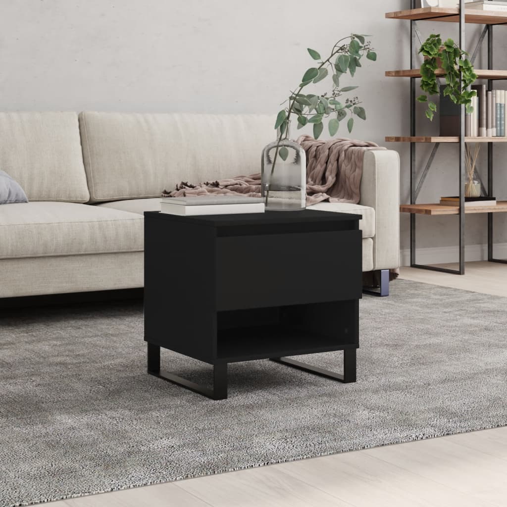 vidaXL Mesa de centro madera de ingeniería negro 50x46x50 cm