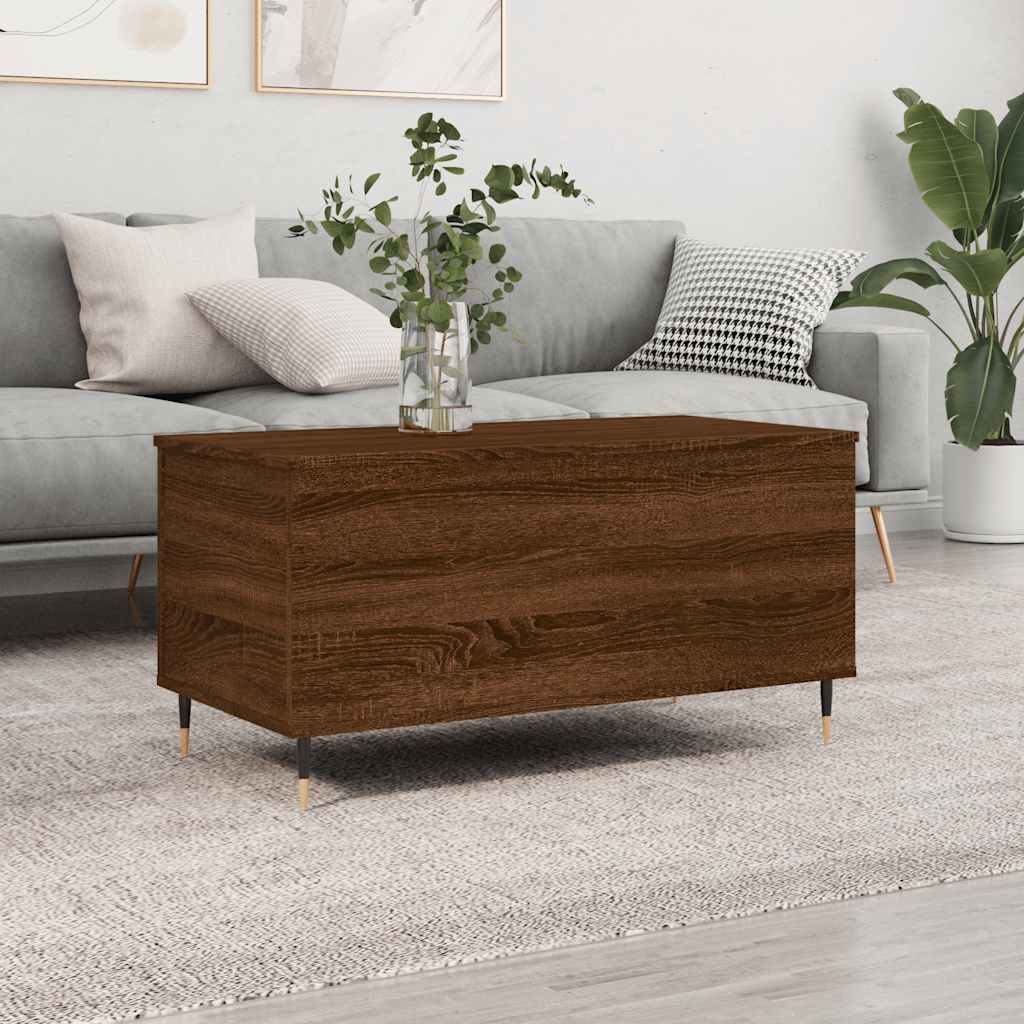 vidaXL Mesa de centro madera contrachapada roble marrón 90x44,5x45 cm