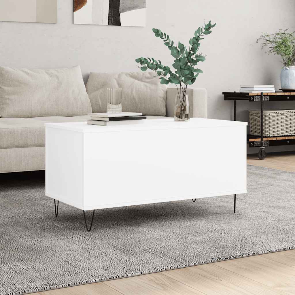 vidaXL Mesa de centro madera contrachapada blanco 90x44,5x45 cm
