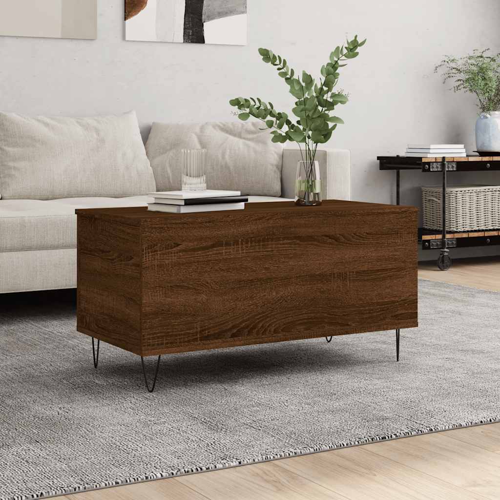 vidaXL Mesa de centro madera contrachapada roble marrón 90x44,5x45 cm