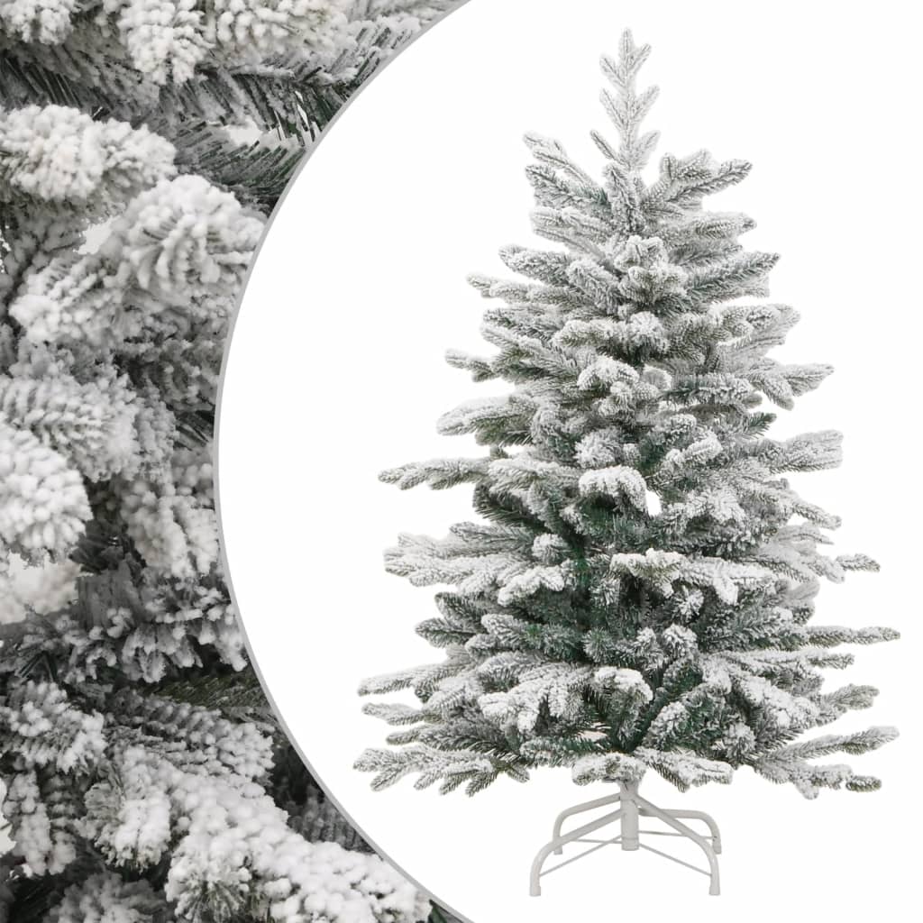 vidaXL Árbol de Navidad artificial con bisagras y nieve flocada 120 cm