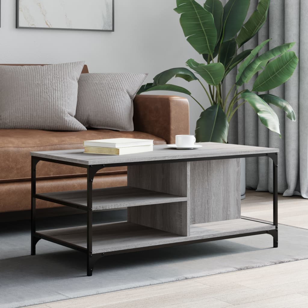 vidaXL Mesa de centro madera contrachapada gris Sonoma 100x50x45 cm