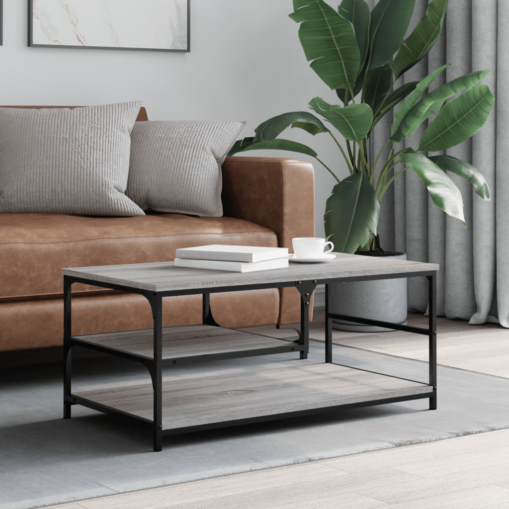 vidaXL Mesa de centro madera contrachapada gris Sonoma 90x49x40 cm