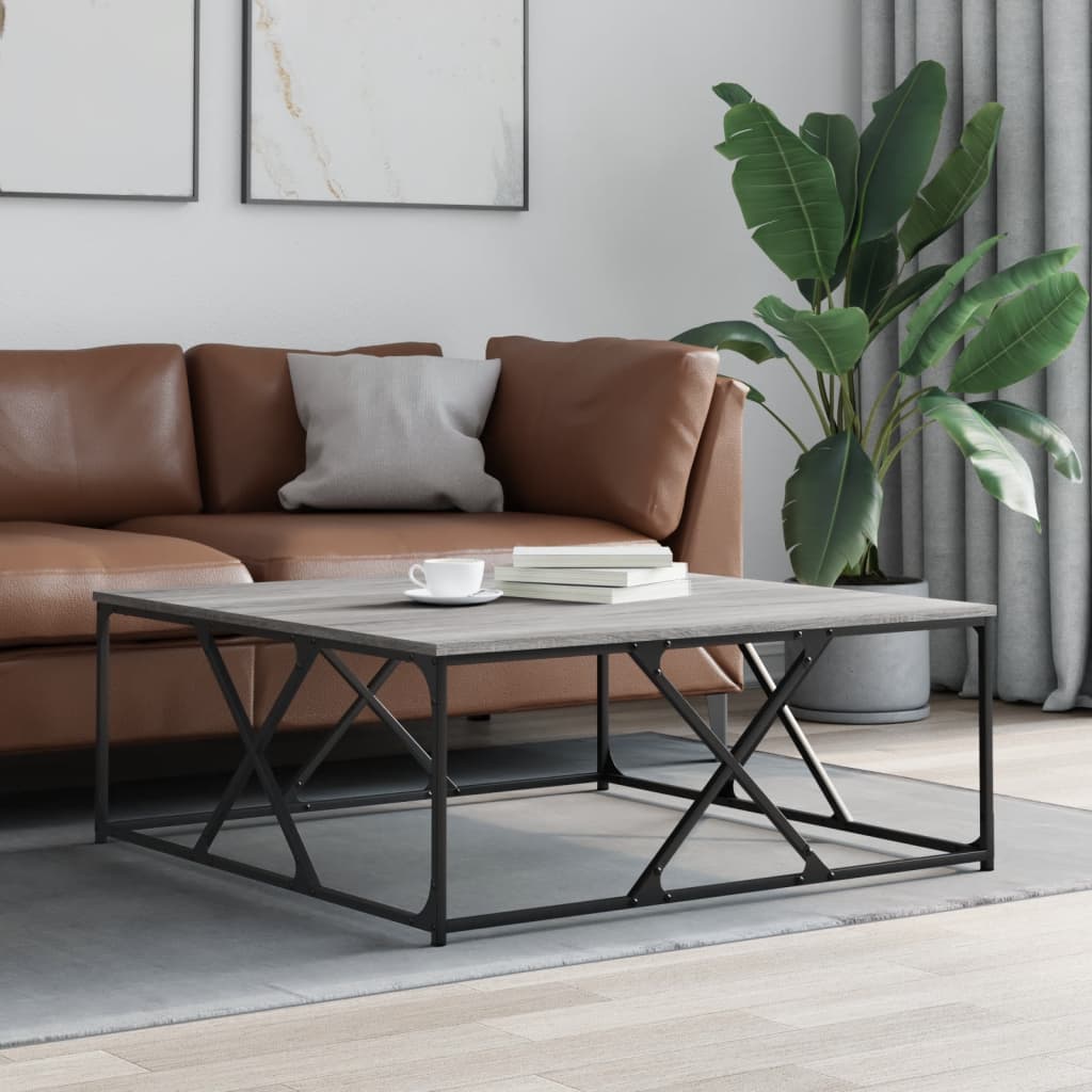 vidaXL Mesa de centro madera de ingeniería gris Sonoma 100x100x40 cm