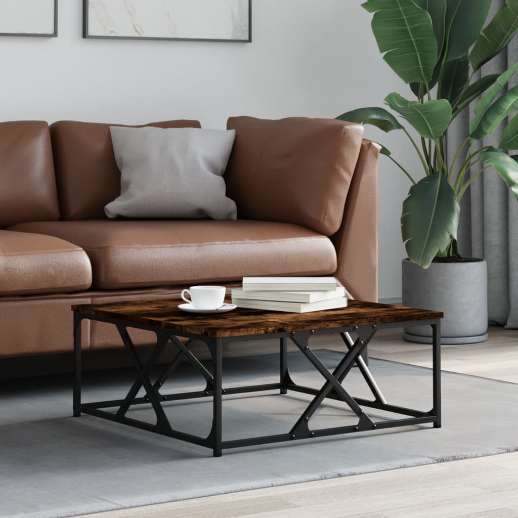 vidaXL Mesa de centro madera contrachapada roble ahumado 70x70x30 cm