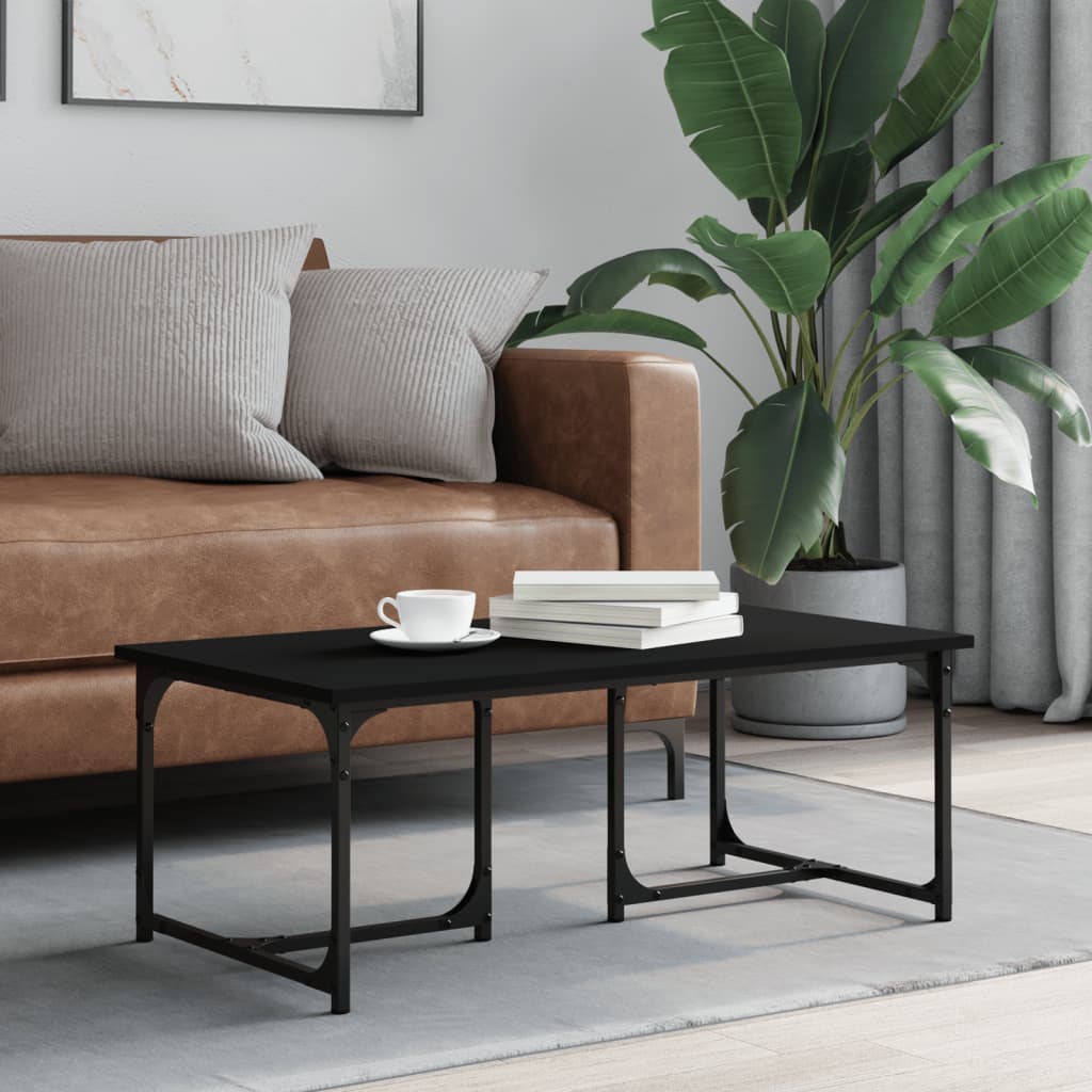 vidaXL Mesa de centro madera contrachapada negro 90x50x35 cm