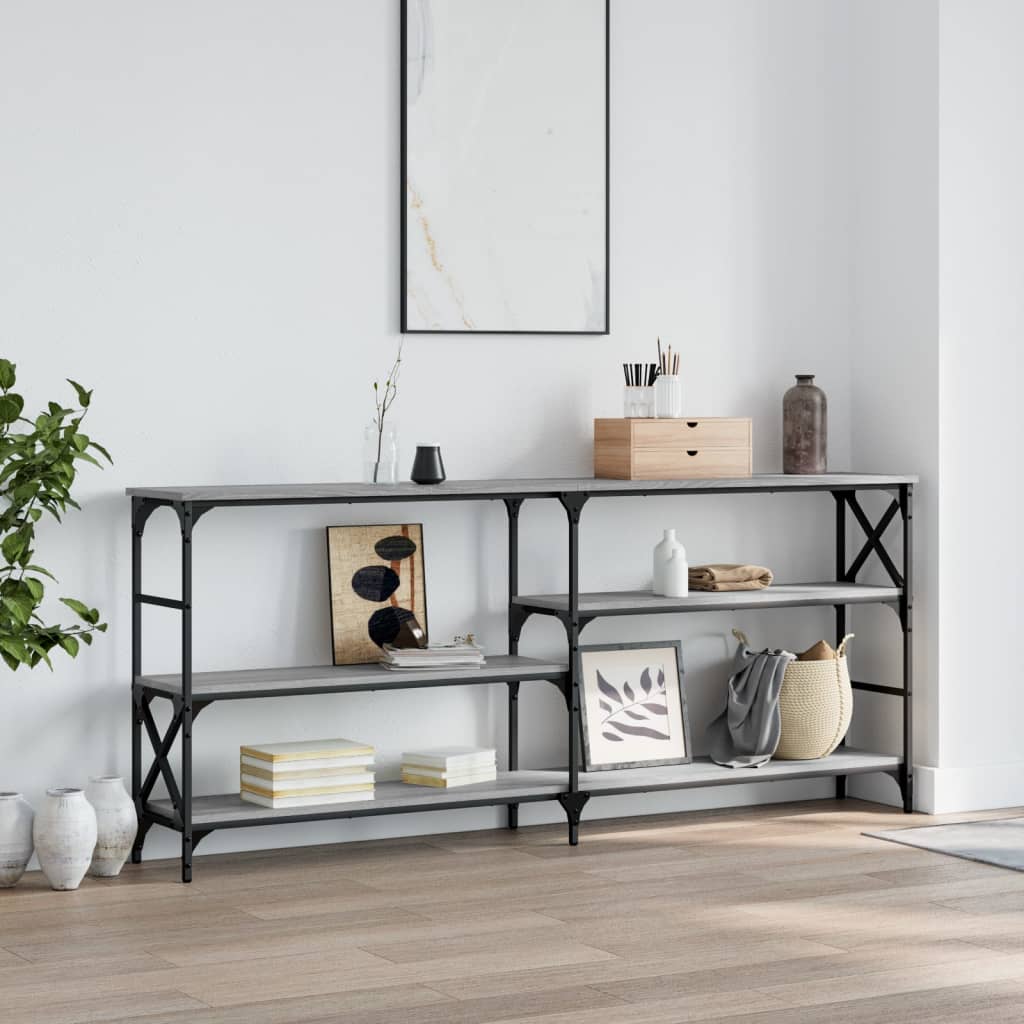 vidaXL Mesa consola madera de ingeniería gris Sonoma 180x29x76,5 cm