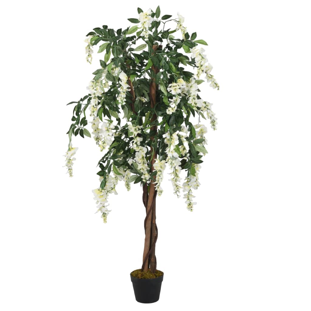 vidaXL Árbol de wisteria artificial 1470 hojas verde y blanco 200 cm