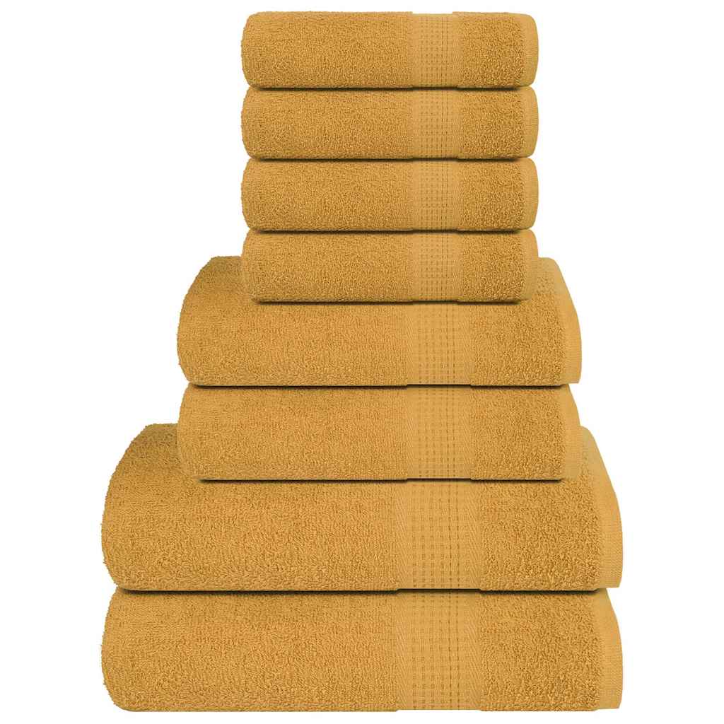 vidaXL Juego de toallas FROGN 8 piezas dorado 360 g/m²