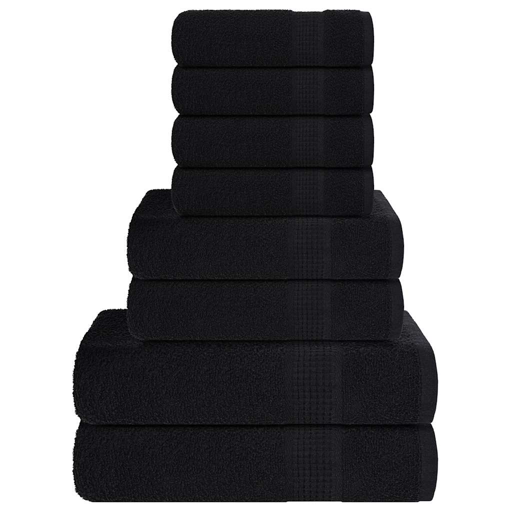 vidaXL Juego de toallas FROGN 8 piezas negro 360 g/m²