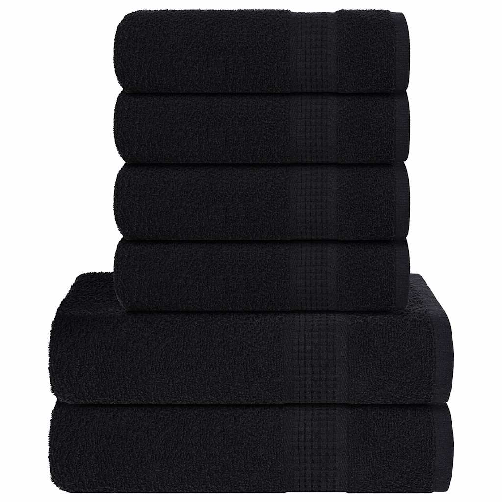 vidaXL Juego de toallas FROGN 6 piezas negro 360 g/m²