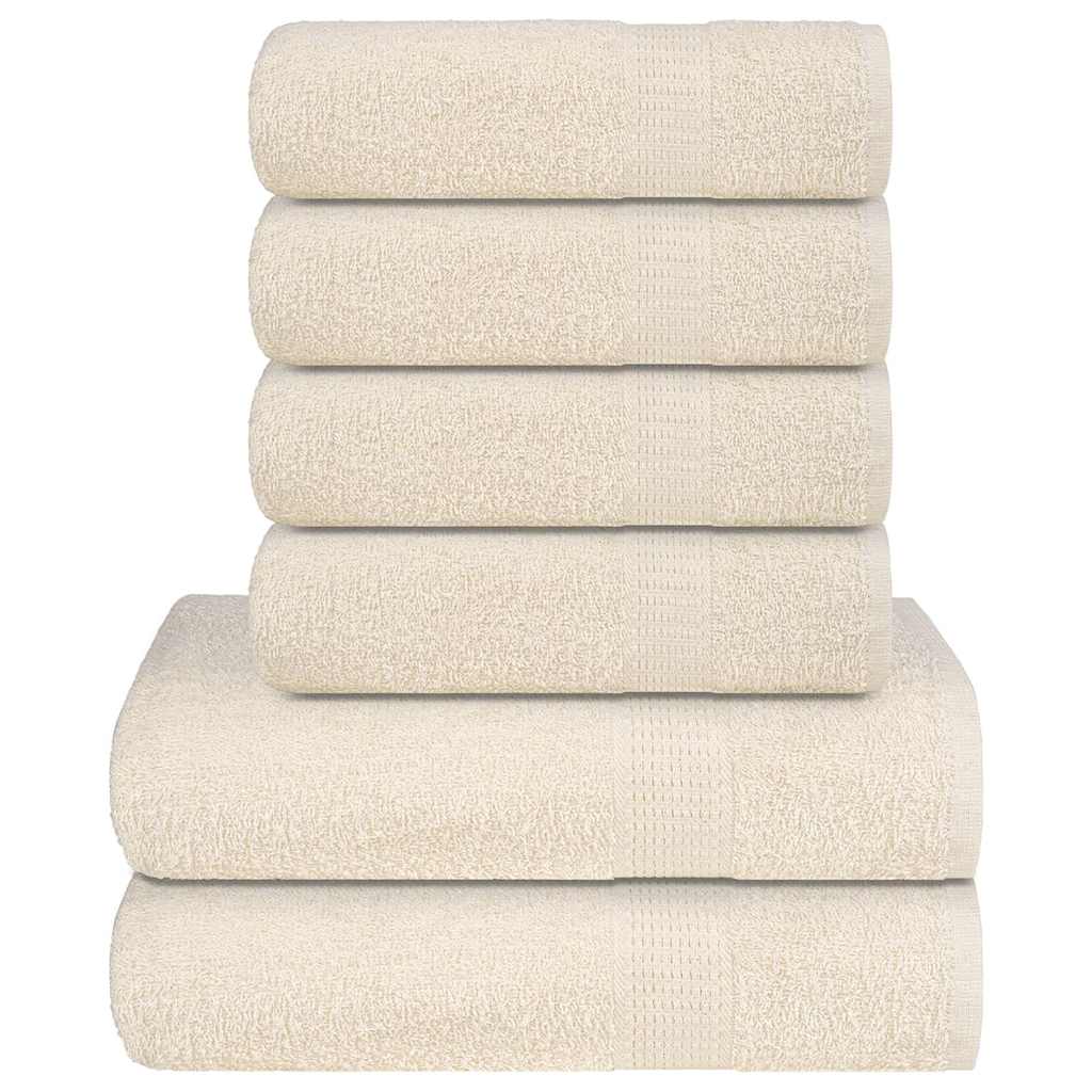 vidaXL Juego de toallas FROGN de 6 piezas color crema 360 g/m²