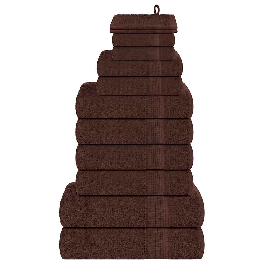 vidaXL Juego de toallas FROGN 12 piezas marrón 360 g/m²