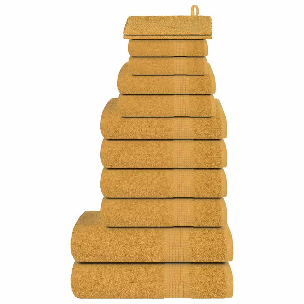 vidaXL Juego de toallas FROGN de 12 piezas oro 360 g/m²
