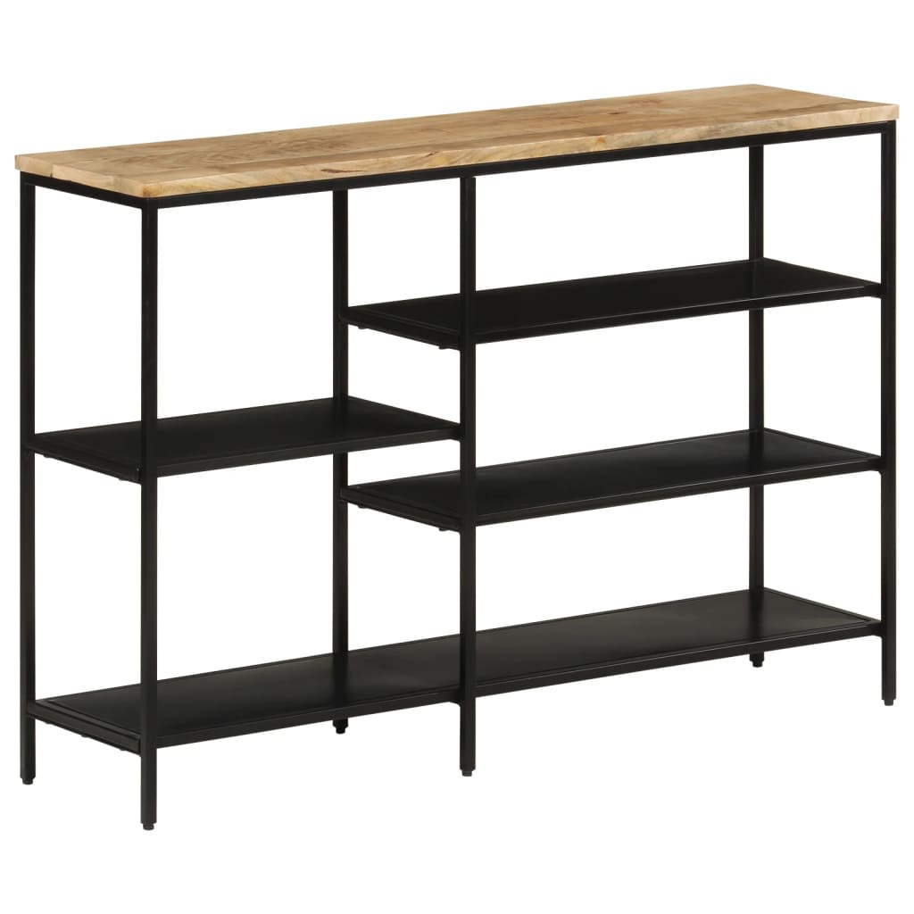 vidaXL Mesa consola madera maciza mango rugosa y hierro 110x30x75 cm