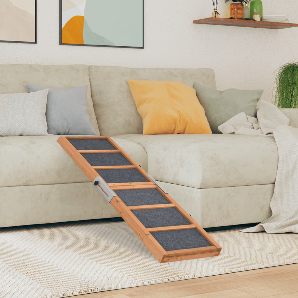 vidaXL Rampa para perros madera maciza de abeto gris 120x30 cm