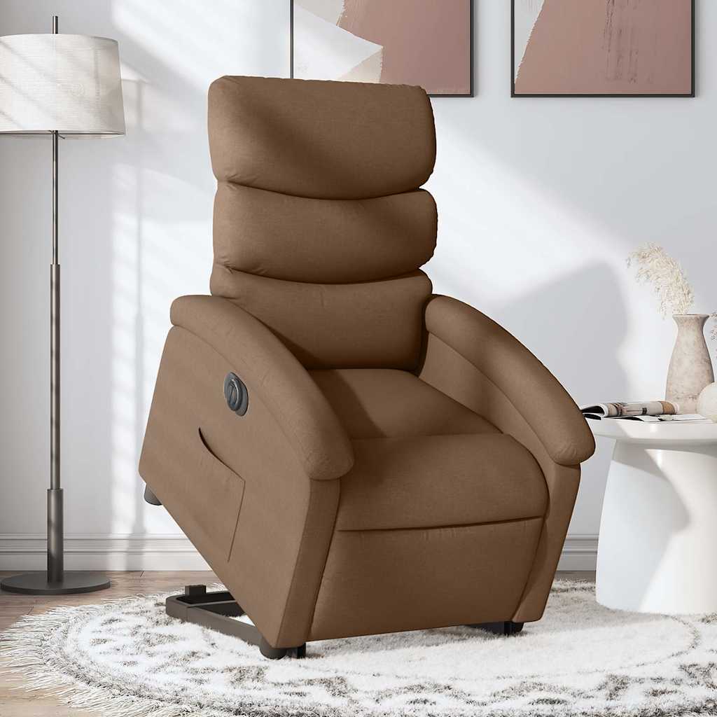 vidaXL Sillón eléctrico reclinable elevable de tela marrón