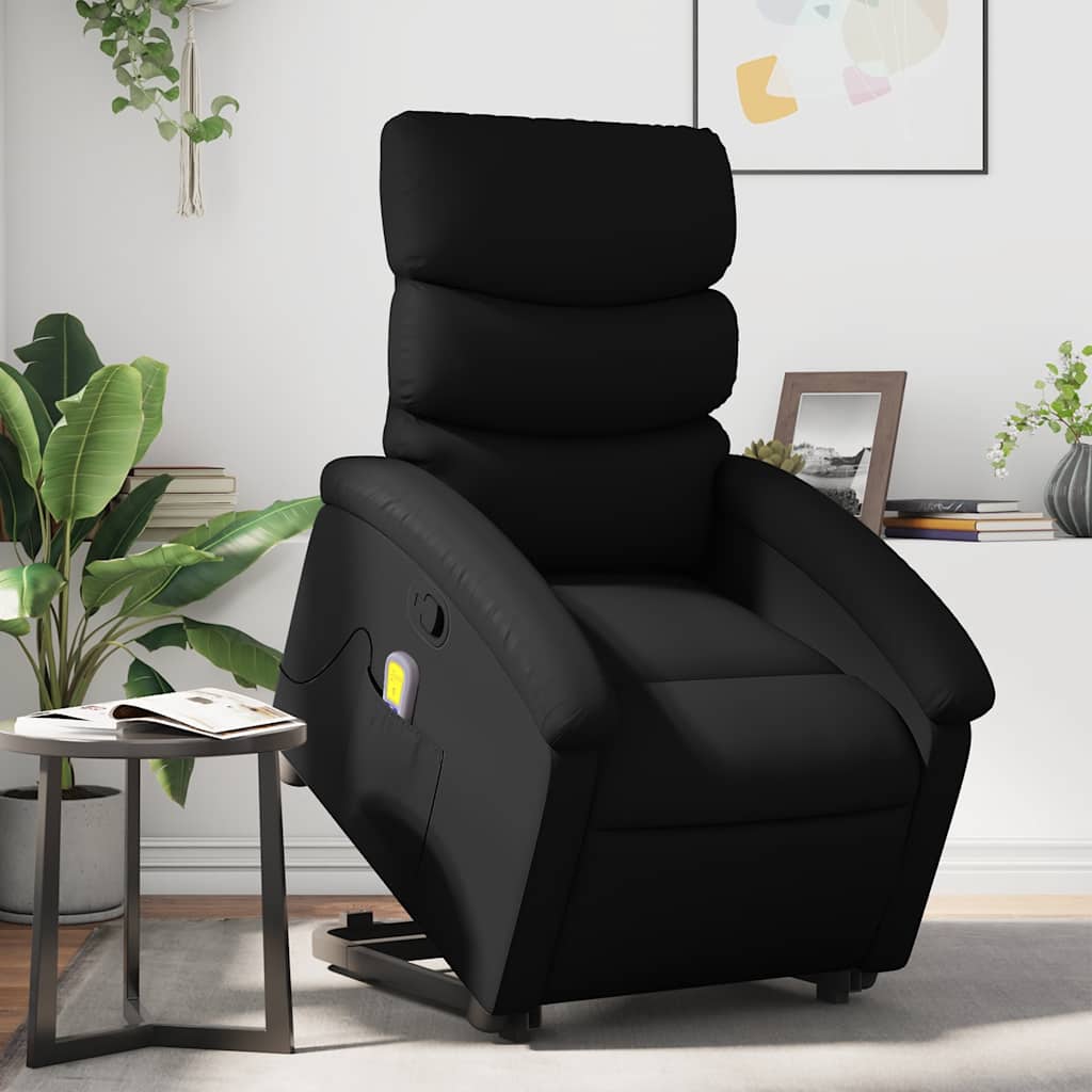 vidaXL Sillón reclinable de masaje de pie cuero artificial negro