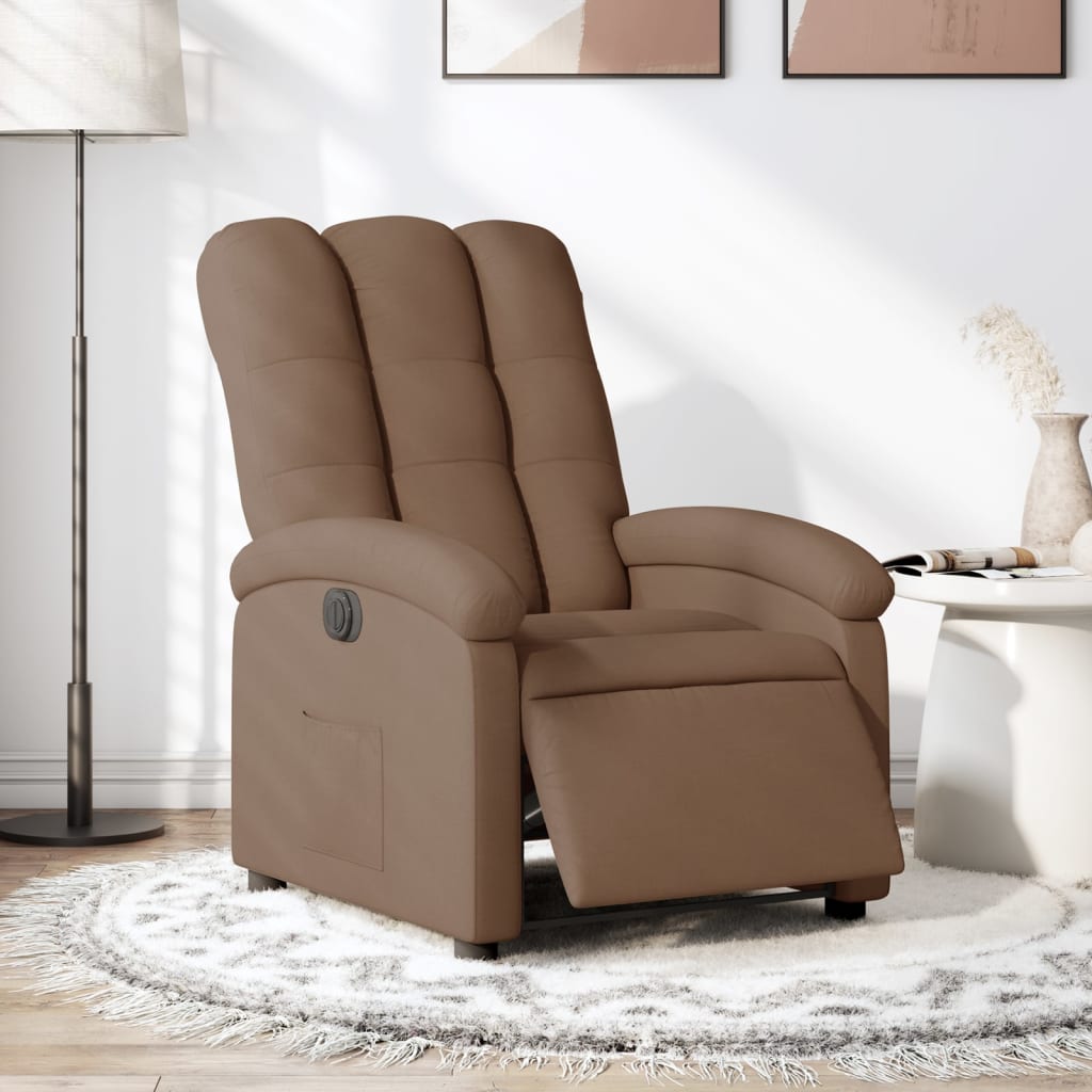 vidaXL Sillón reclinable eléctrico de tela marrón