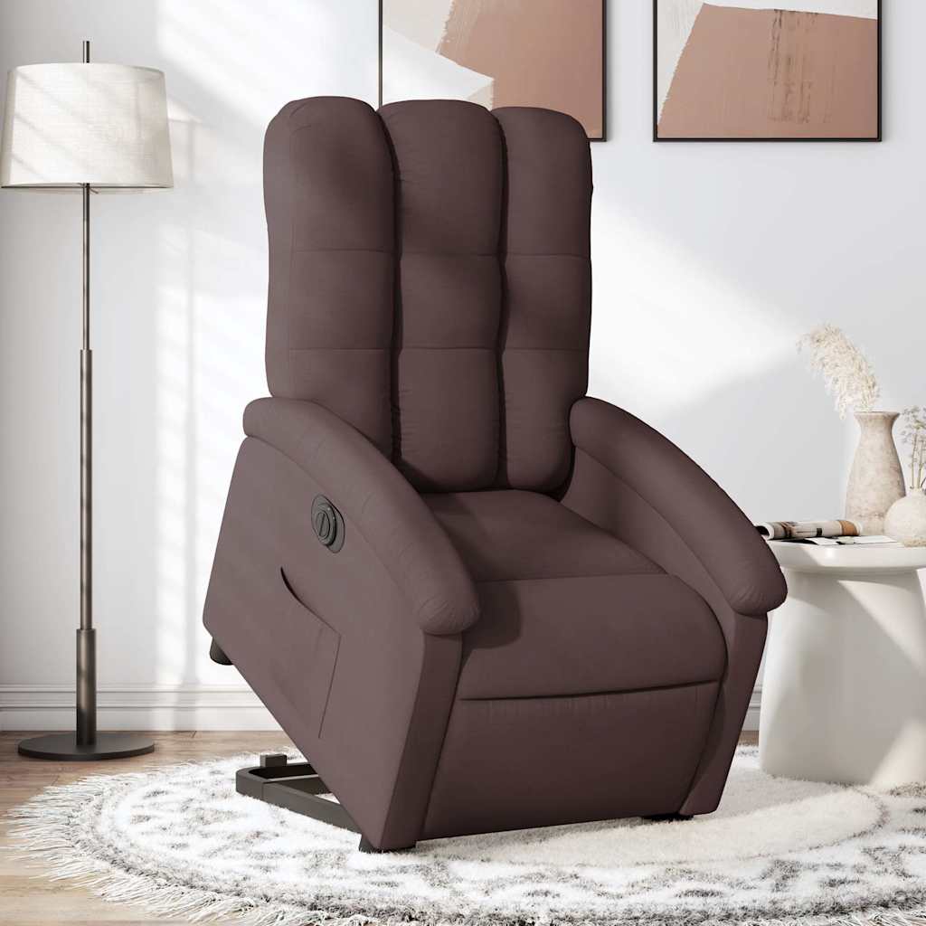 vidaXL Sillón eléctrico reclinable elevable de tela marrón oscuro