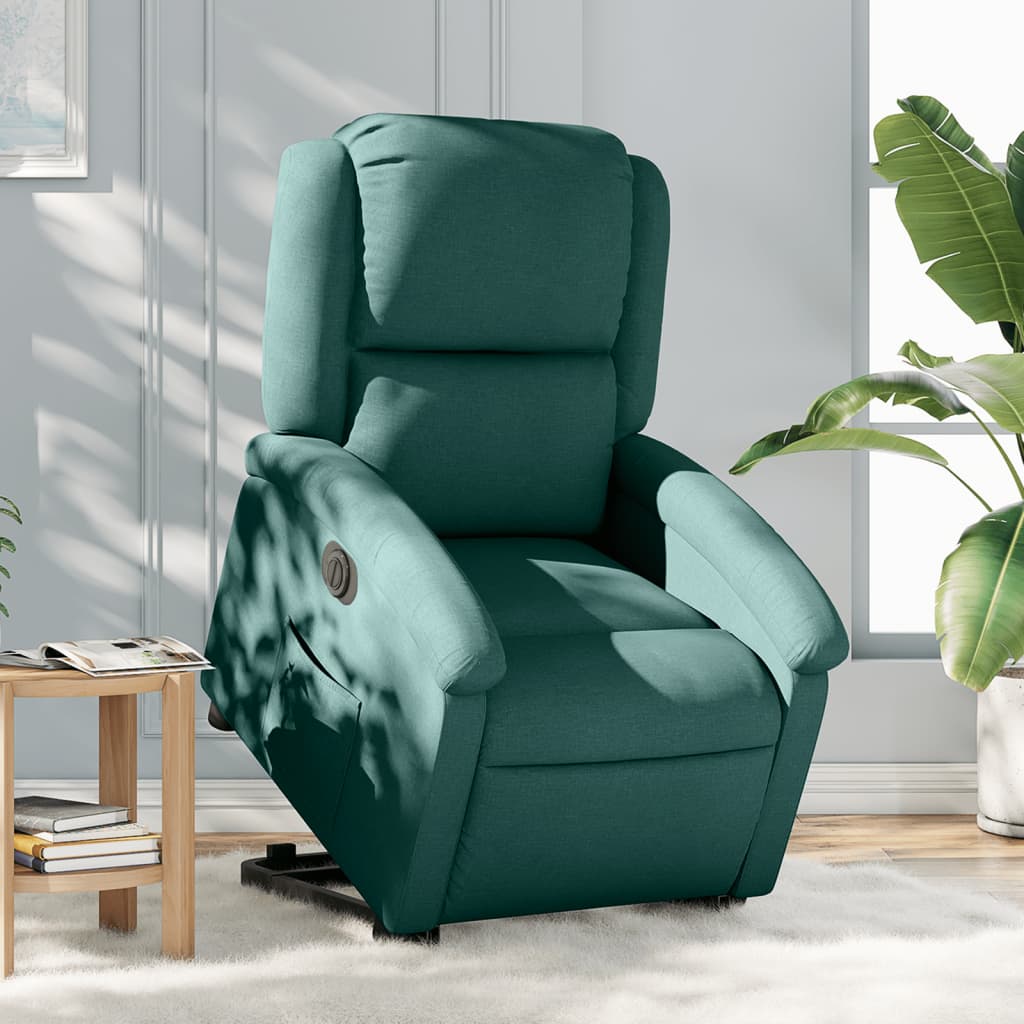 vidaXL Sillón eléctrico reclinable elevable de tela verde oscuro