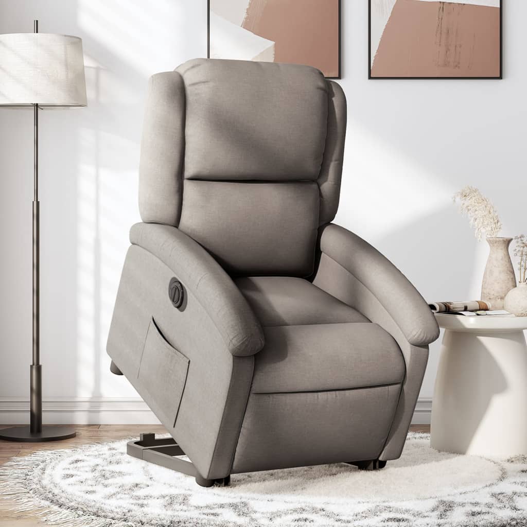 vidaXL Sillón eléctrico reclinable elevable de tela gris taupe