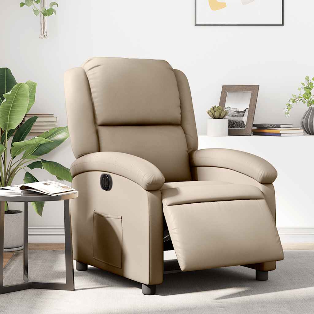 vidaXL Sillón reclinable eléctrico de cuero sintético color capuchino