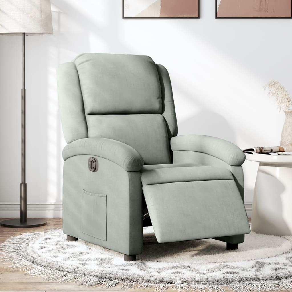 vidaXL Sillón reclinable eléctrico de terciopelo gris claro