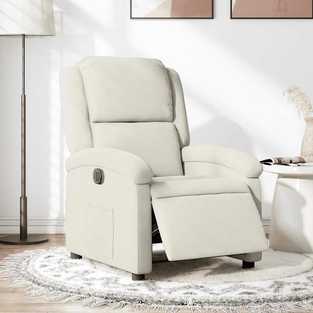 vidaXL Sillón reclinable eléctrico de terciopelo blanco crema