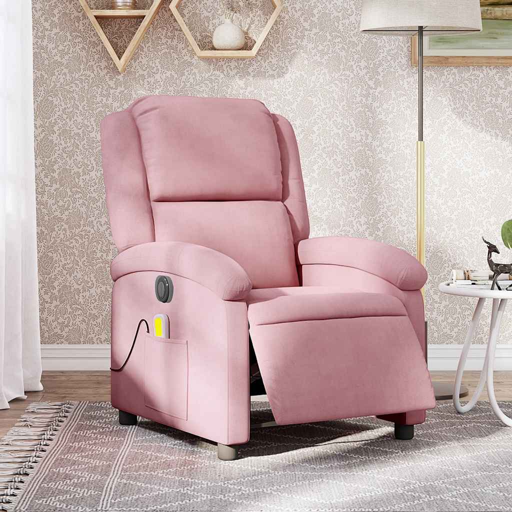 vidaXL Sillón reclinable de masaje eléctrico terciopelo rosa