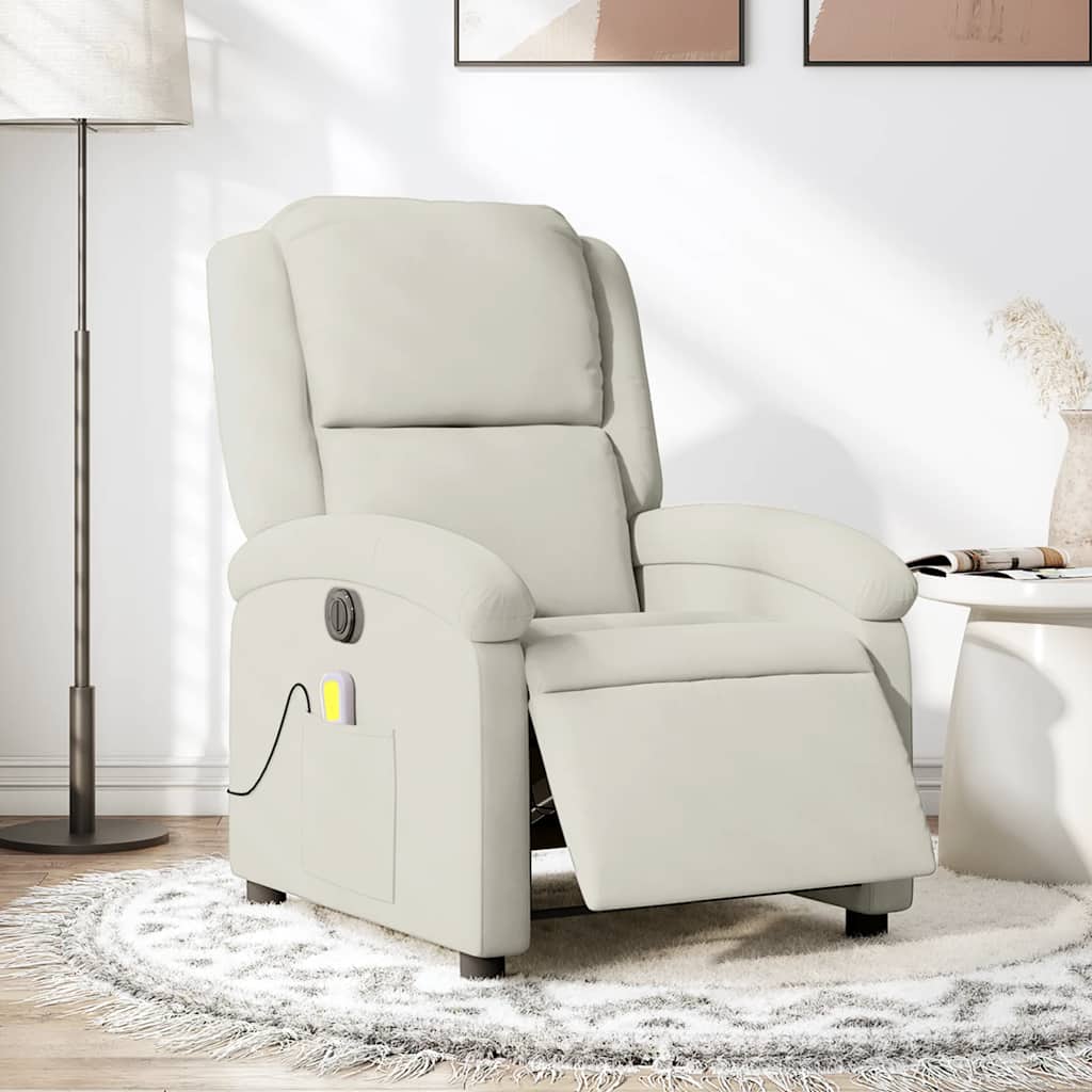 vidaXL Sillón reclinable de masaje eléctrico terciopelo color crema