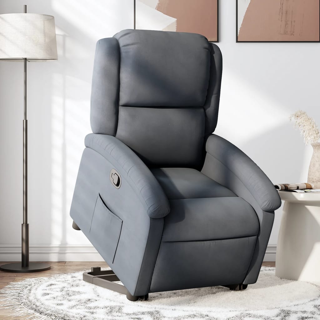 vidaXL Sillón reclinable elevable terciopelo gris oscuro