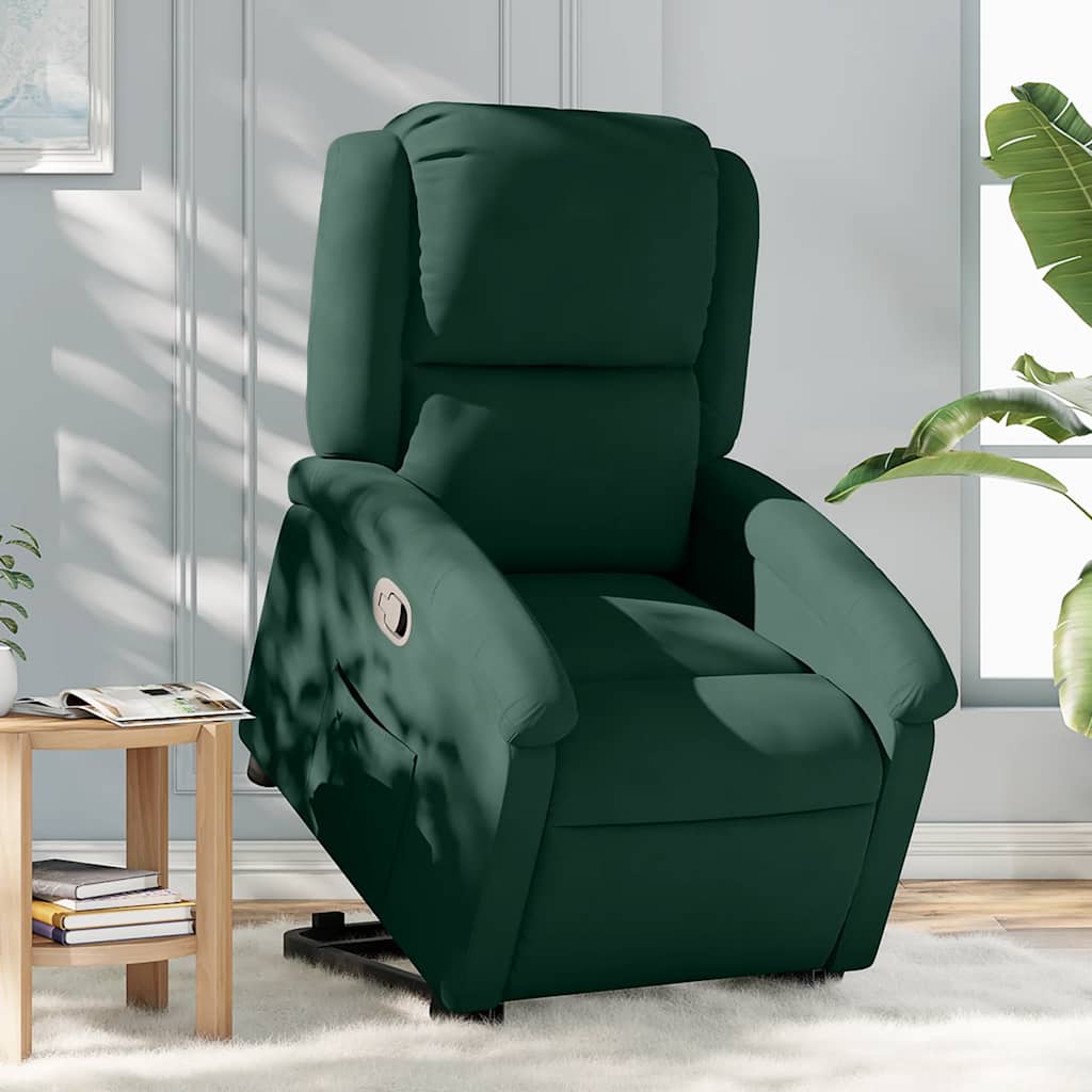 vidaXL Sillón reclinable elevable terciopelo verde oscuro
