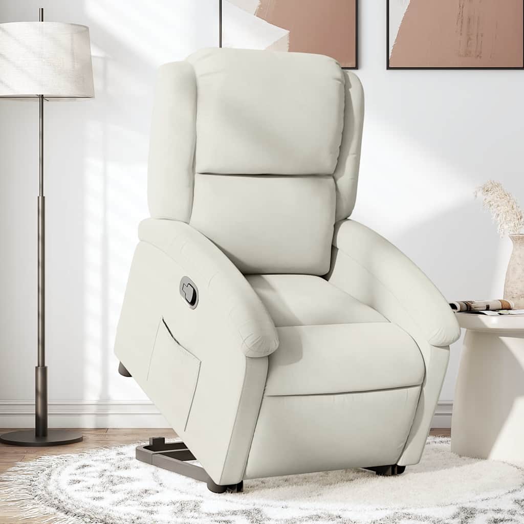 vidaXL Sillón reclinable elevable terciopelo crema