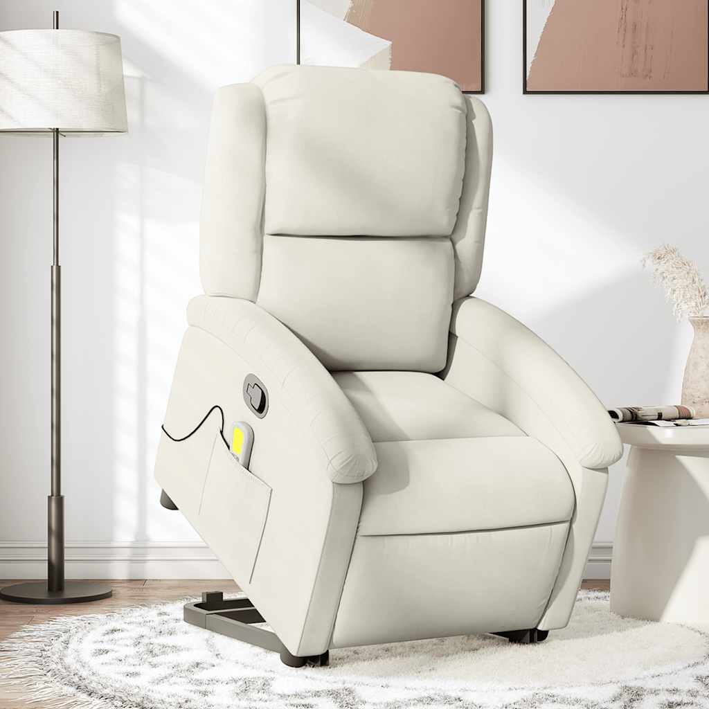 vidaXL Sillón reclinable de masaje elevable terciopelo crema